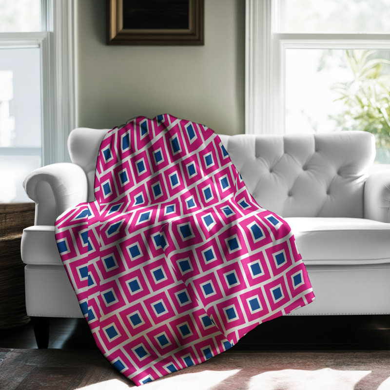 Pink Shapes - 1 pièce Sherpa Premium, Lit simple
