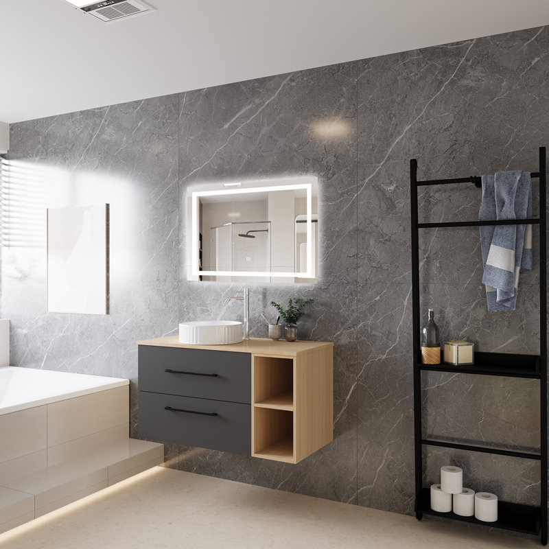 990mm Single Bathroom Vanity with Drop In Ceramic Basin