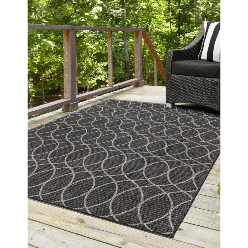 Charcoal Gitter Indoor/Outdoor Trellis Rug, Rectangle 7'10" x 11'