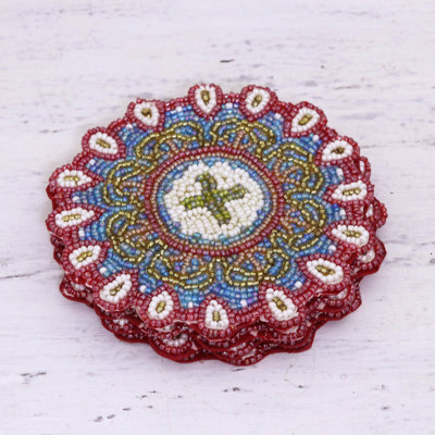 Glass Round 4 Piece Coaster Set