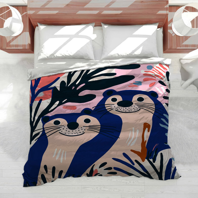 Otters Duo Bedding Animals Comforter Eclectic, Twin Comforter