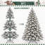 Arbre de Noël en forme d'épouvantail enneigé 6 pi avec 270 lumières DEL chaudes, 594 pointes de mémoire en PVC, poteau électrique et structure à charnières - arbre de Noël réaliste enneigé-1295983474