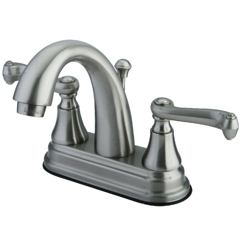 Kingston Brass English Vintage Two-Handle 3-Hole Deck Mount 4" Centerset Bathroom Faucet with Pop-Up, Brushed Nickel