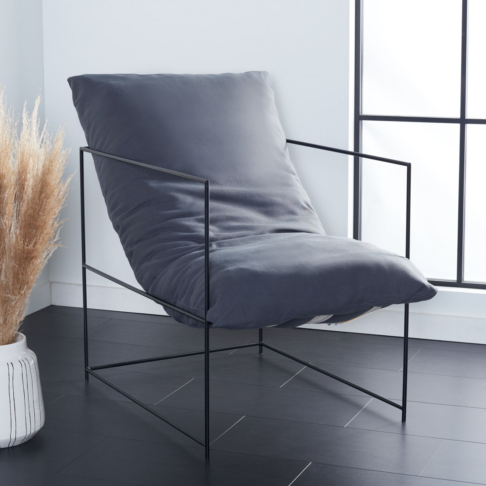 Giulietto Upholstered Armchair, Dark Gray Linen