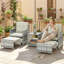 Ensemble de meubles de patio 5 pièces avec coussins repose-pieds, gris / crème-696206589