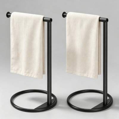 Hand Towel Holder Stand for Bathroom Kitchen Countertop, Heavy Weighted L Shape Metal Towel Rack with Rustproof Matte Finish, Stable Freestanding Towel Bar Organizer