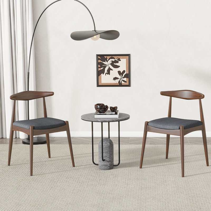 Chaises en tissu, ensemble de 2, Gris anthracite, Marron foncé