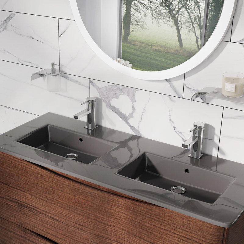 Stanhope 1200mm Double Bathroom Vanity with Integrated Glass Basin, Grey