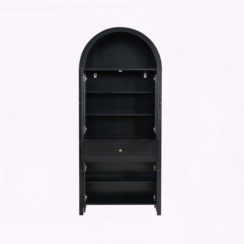Armoire dôme rétro avec artisanat antique et grand espace de rangement - noir, Noir