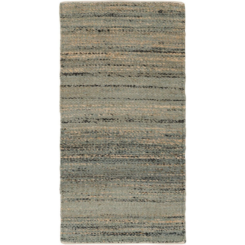 Tapis uni / rayé bleu Durah, Tapis de couloir 2 pi x 4 pi 1 po