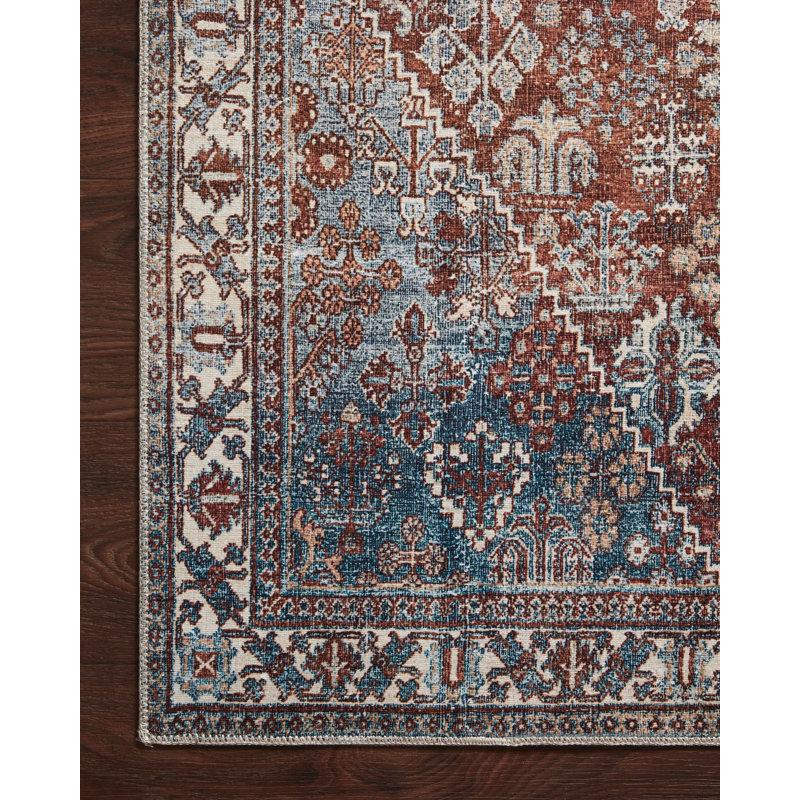 Tapis brique / ciel Magnolia Home par Joanna Gaines x Loloi Lenna, Rectangle 8 pi 6 po x 11 pi 6 po