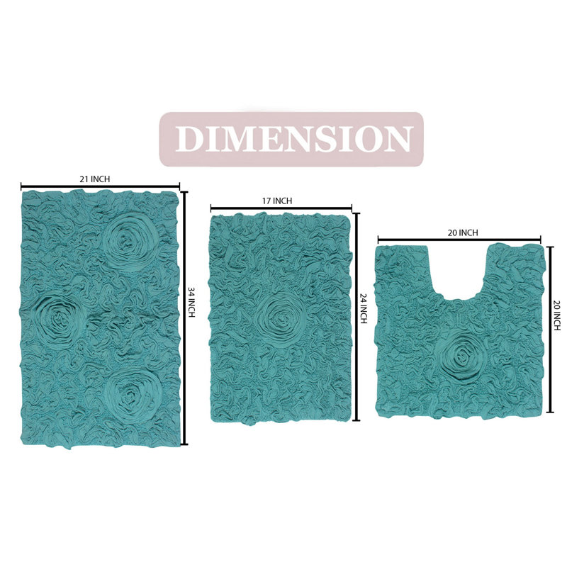 Ensemble de tapis pour salle de bain Freida, Turquoise