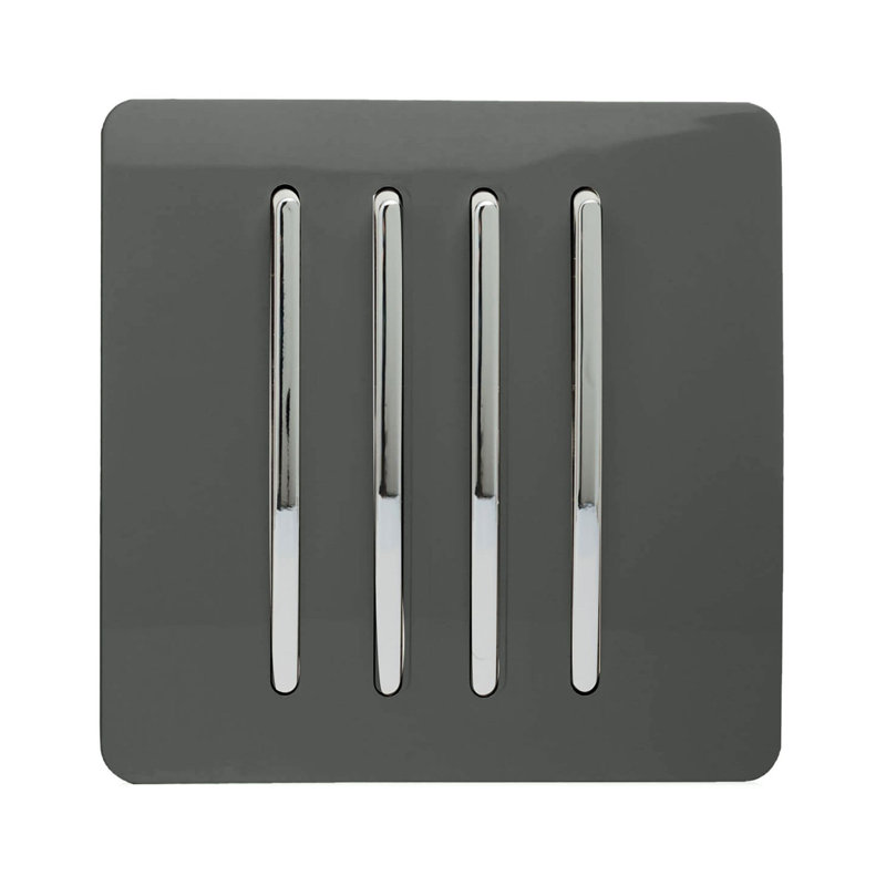 Trendi Switch 4 Gang 1 or 2 way Rocket Light Switch, Charcoal
