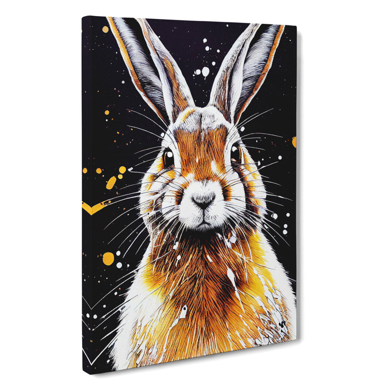 Paint Splashed Hare No.4 - Wrapped Canvas, 76cm H x 50cm W x 3cm D