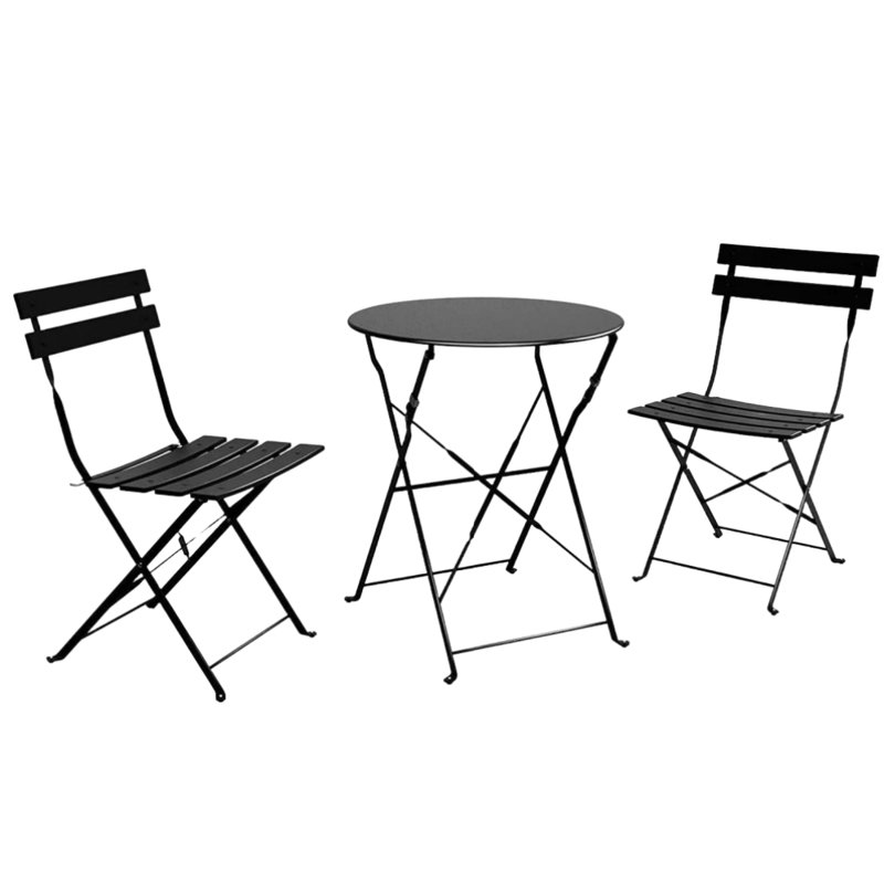 2 - Person Patio Dining Set with Round Table, Black