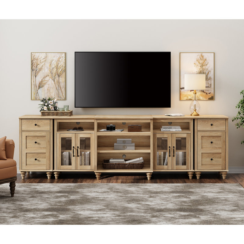 Scarlett TV Stand, Home Entertainment Center With Charging Station For 85 Inch TV, Large TV Console With Storage Cabinet