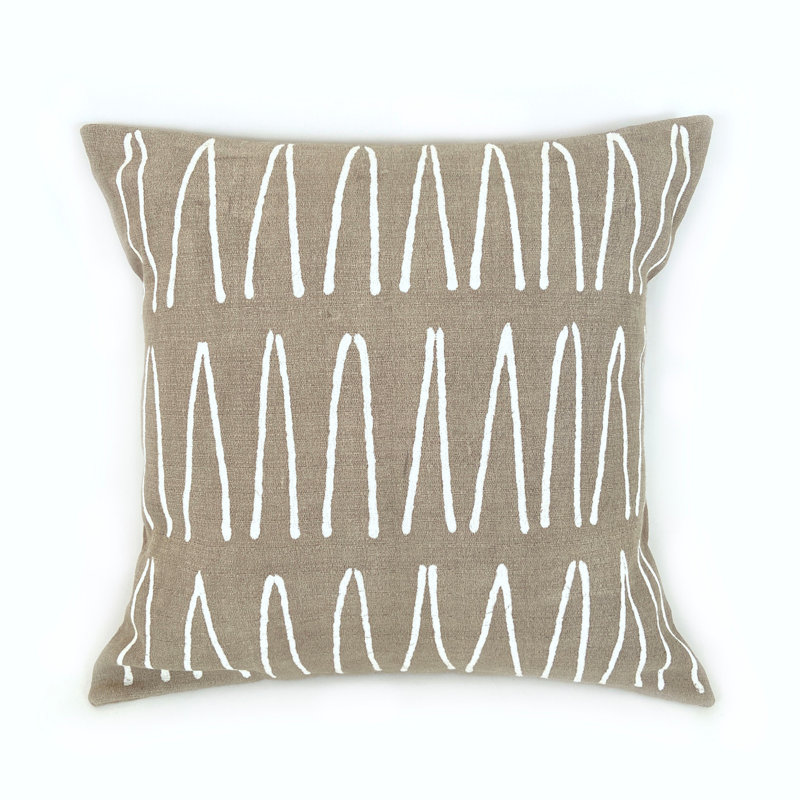 Housse de coussin géométrique en coton, Beige