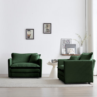 Ensemble de 2 chaises d'appoint rembourrées en chenille haut de gamme, chaises d'appoint de salon avec coussin décoratif