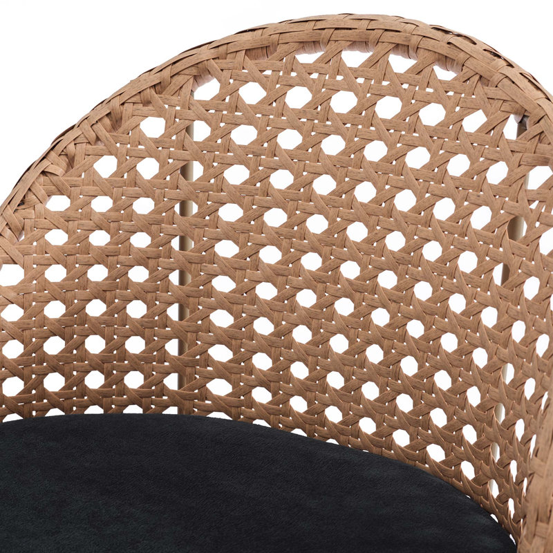 Swivel Upholstered Chenille Bar Stool, Black