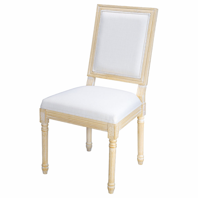 Ensemble de 2 chaises de salle à manger French Country, chaises rembourrées à dossier carré, techniques de tréfilage et de sculpture, démontables, pour le salon, la cuisine, le restaurant, beige