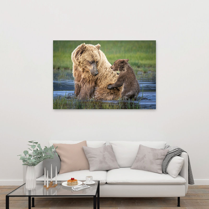 Mama Bear And Cub Contemporary Wall Art Print, 101.6cm H x 152.4cm W