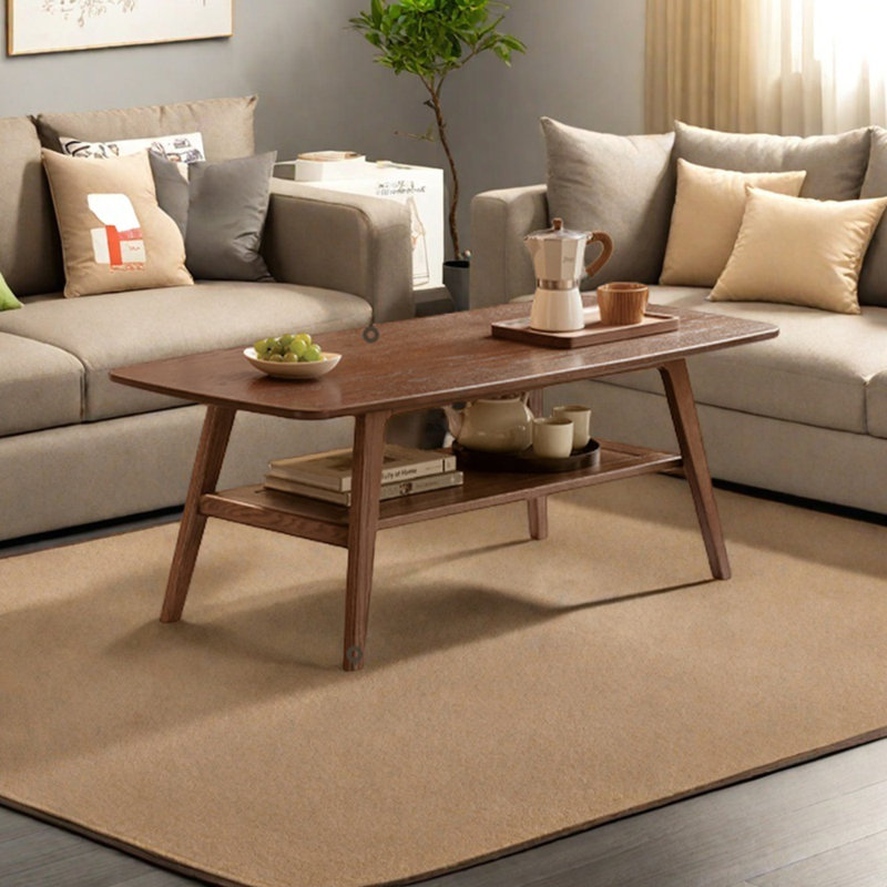 Simple solid oak tea table, 17.32" H x 31.49" L x 19.68" W
