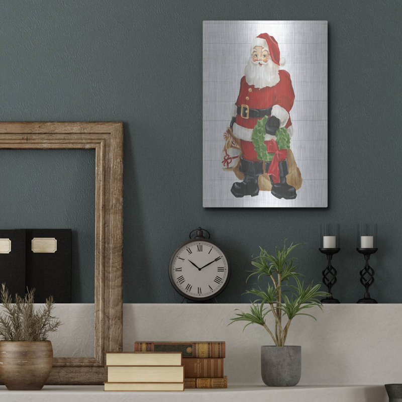 «Nostalgic Santa 1» par Ethan Harper, art mural en métal, H 16 po x l 12 po