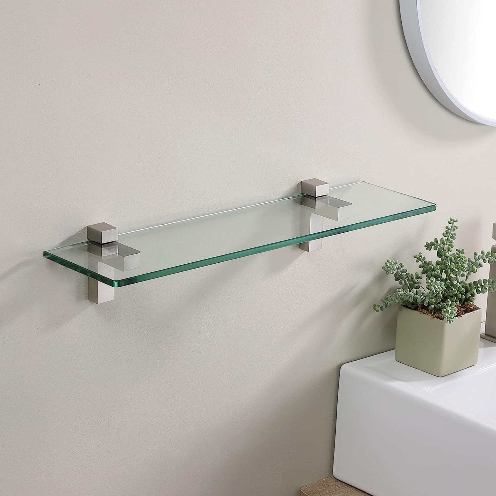 Ivy Bronx Bathroom Shelf Tempered Glass Shelf, Bathroom Wall Shelf With ...