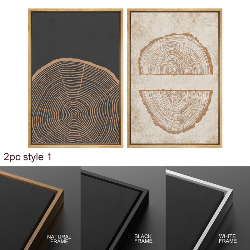 Anneau d'arbre de ferme en bois, photos rustiques minimalistes, impression numérique sur toile, impression numérique sur toile encadrée