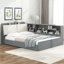 Lit plateforme en bois avec tête de lit avec rangement, tablettes et 2 tiroirs-1446105907-1446105908
