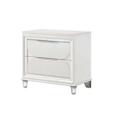 Pearl 2-Drawer Nightstand With Acrylic Crystal Legs, Elegant Storage For Modern Bedrooms