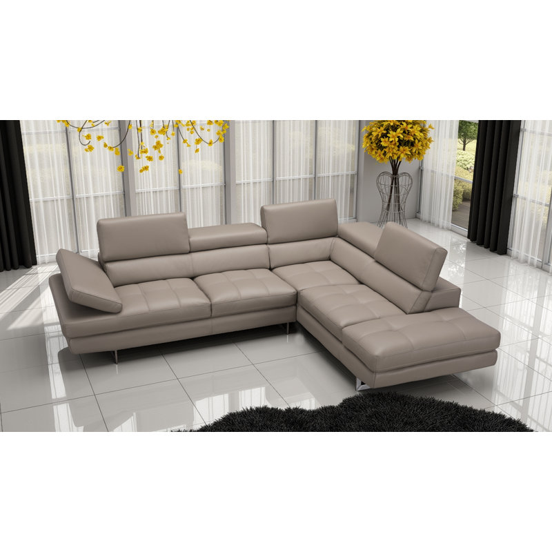 Antalya 2 - Piece Upholstered Peanut Sectional, Peanut Genuine Leather