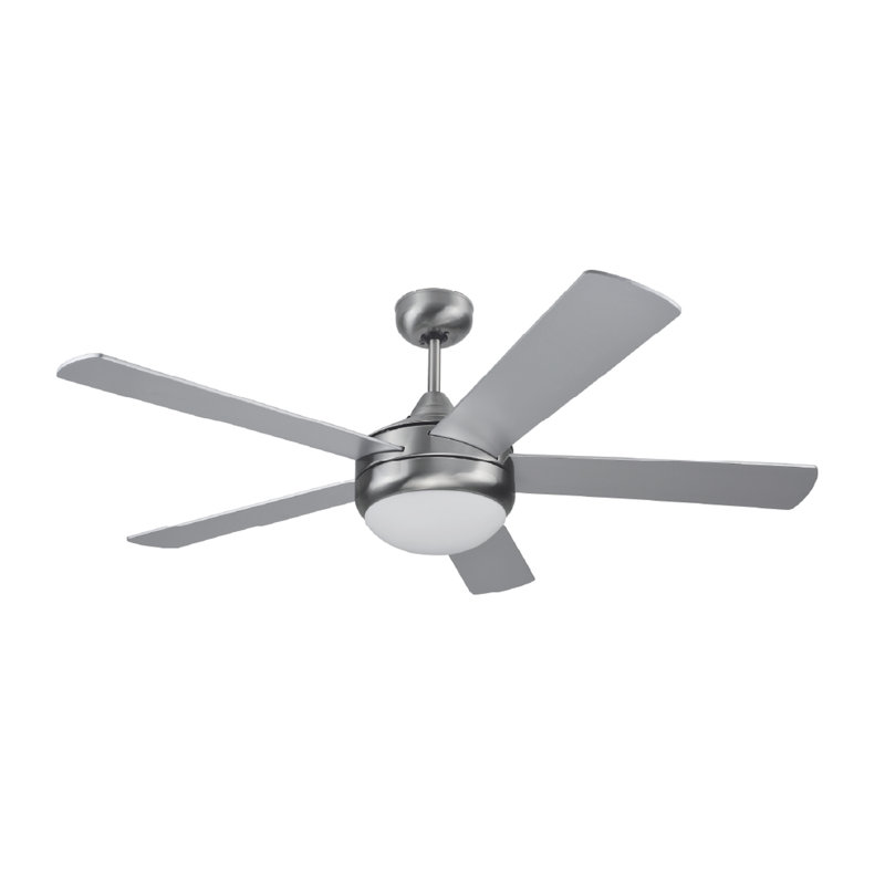 Ventilateur de plafond 5 pales Aero 5 de 52 pouces avec ensemble d'éclairage à DEL et commande murale en acier inoxydable