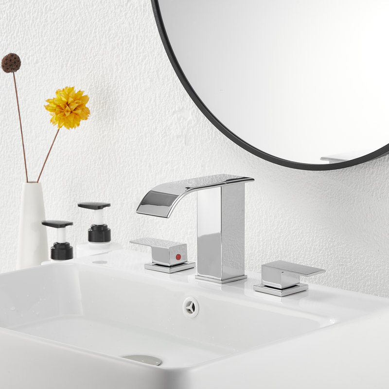 Widespread 2-handle Bathroom Faucet with Drain Assembly, Silver