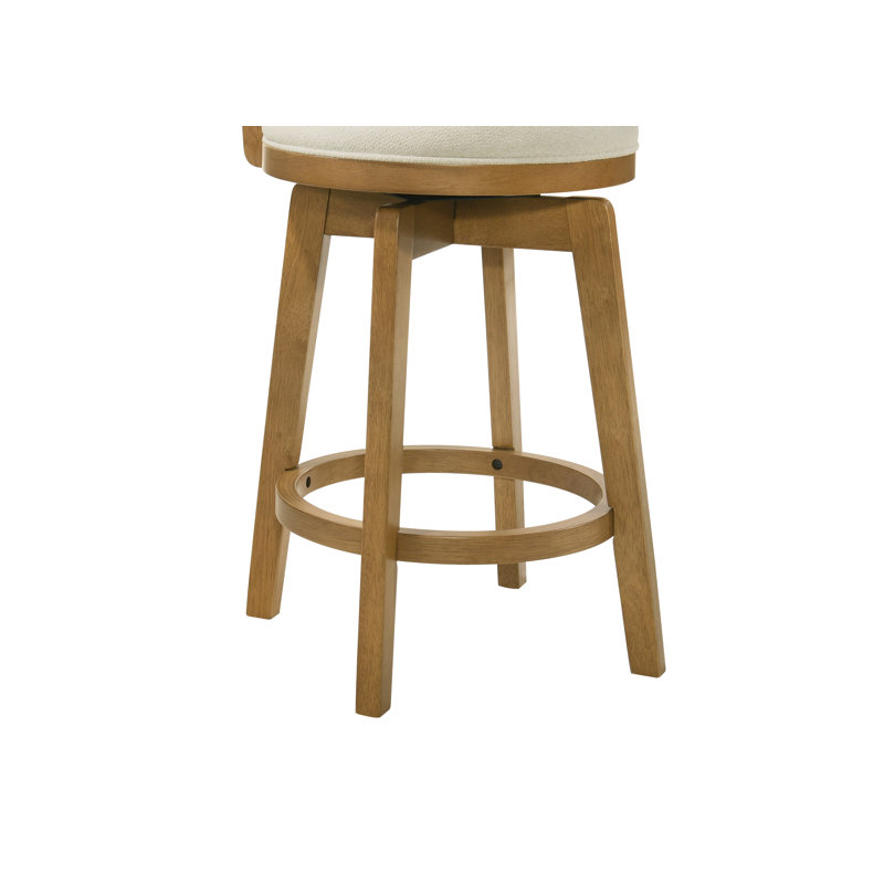 Demeterius Counter Height Or Bar Height Rubberwood Barstool With Fabric Seat - Set Of 3, Bar Stool (30.13” Seat Height)