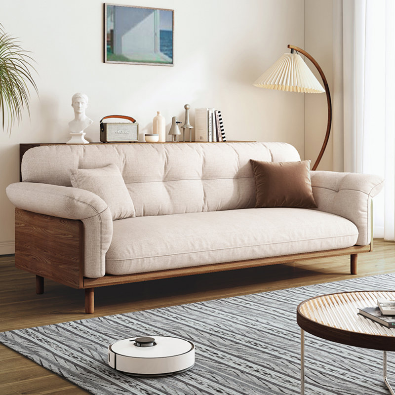 Canapé moderne simple en bois massif blanc cassé