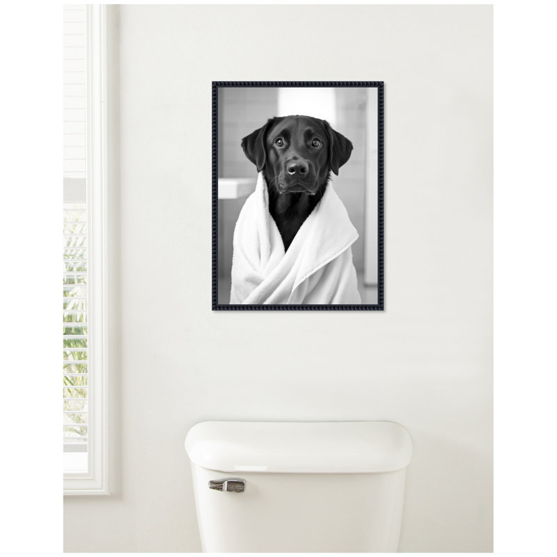 "Black Lab", art mural noir et blanc par The Creative Bunch Studio, reproduction d'art sur toile encadrée, Noir