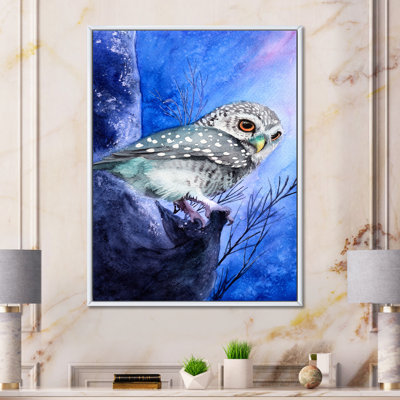 Scène de nuit avec une chouette tachetée - reproduction sur toile