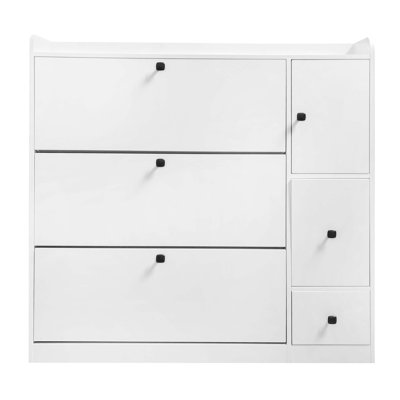 Armoire à chaussures polyvalente à basculement avec 3 tiroirs rabattables, rangement de rangement maximum pour le hall d'entrée avec tiroir, étagère à chaussures autoportante avec siège escamotable pour le couloir