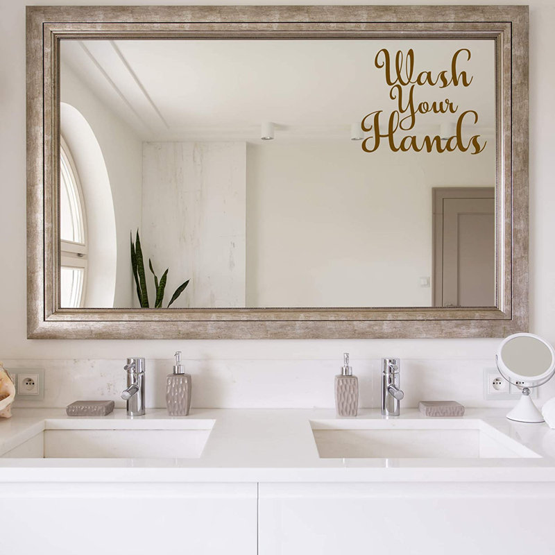 Adhésif décoratif en vinyle "wash your hands", Marron, H 11 po x l 12 po