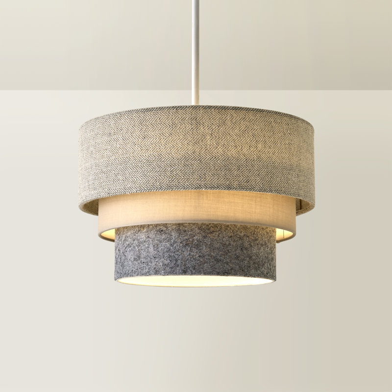 Aztec Drum Pendant Shade, Grey/Taupe, 24" H x 30" W x 30" D