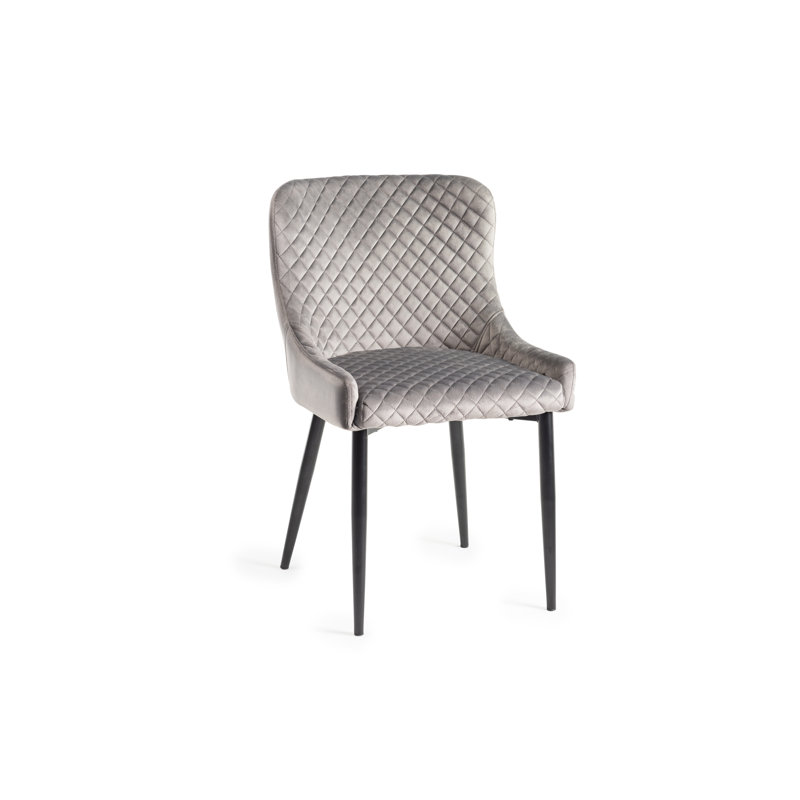 Noa 49cm H Velvet Upholstered Metal Parsons Chair, Black, Grey