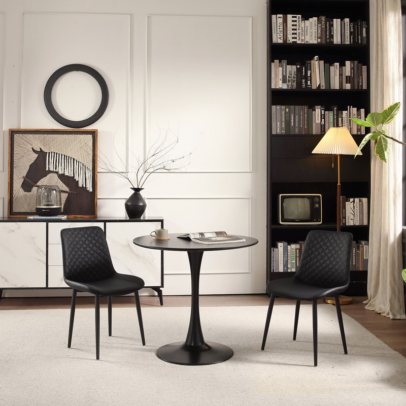 Chaise de salle à manger moderne Mid Century, 2, Noir