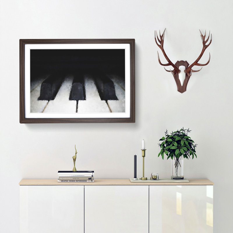 Keys of the Piano - Picture Frame Painting Print, Walnut Framed, 24cm H x 33cm W x 2cm D
