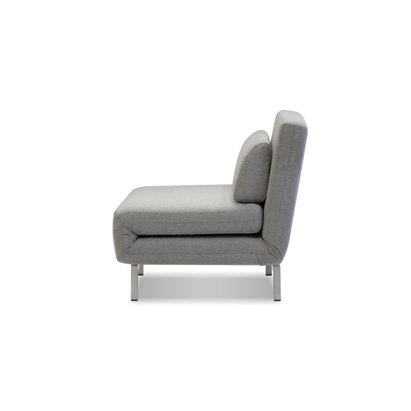Fauteuil-lit pivotant rembourré Iso, Bleu, Argent argent