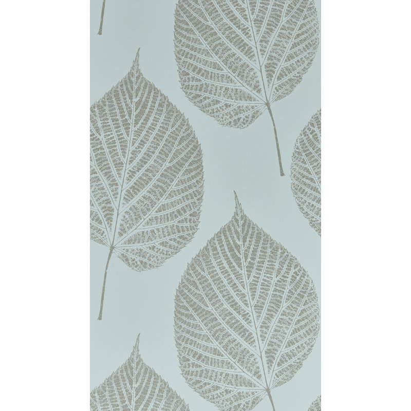 Leaf Wallpaper, Sky/Silver