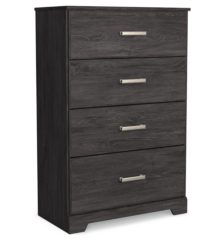 Commode l 4 tiroirs Eria, Noir / nickel