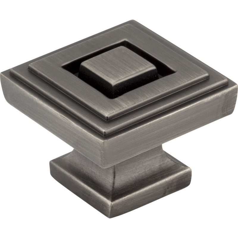 Delmar Square Knob, Brushed Pewter, 1 1/4"
