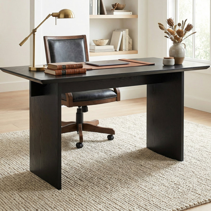 Bureau d'écriture moderne, table d'ordinateur, meuble-lavabo pour la maison et le bureau, Noir