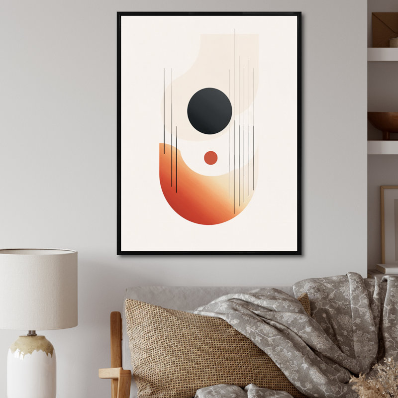 Pleine lune délice rétro, minimalisme géométrique - impression, H 44 po x l 34 po x P 1,5 po, Cadre flottant noir